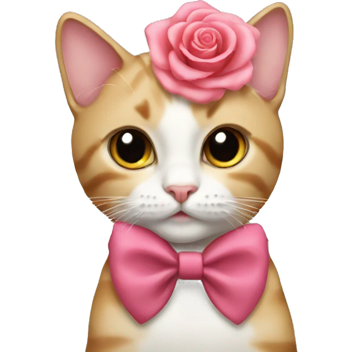 Cat with a rose bow emoji