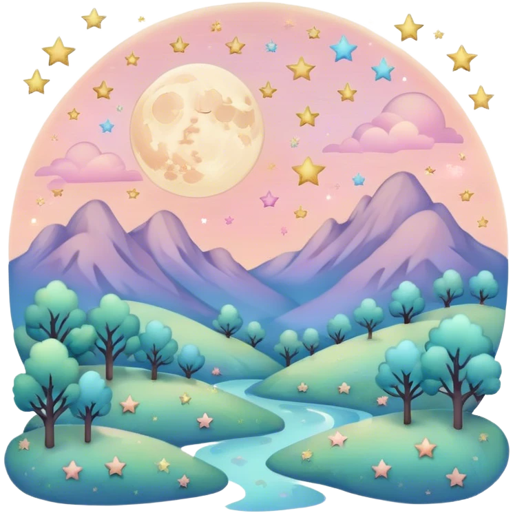 magicsl pastel moon and stars landscape  emoji