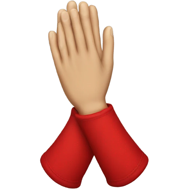 Prayer hands wearing red gloves emoji