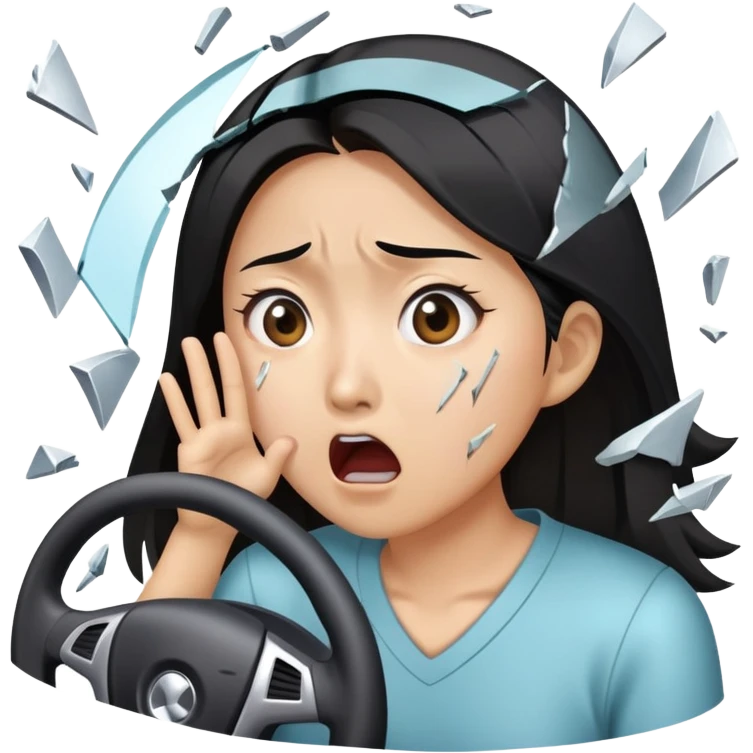 Asian woman getting into a car accident  emoji