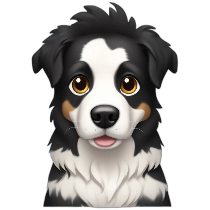dog, short-hair, black-hair, black-mouth, white-chest, white-stripe-down-face, black-face, black-head, border-collie, mcnab emoji