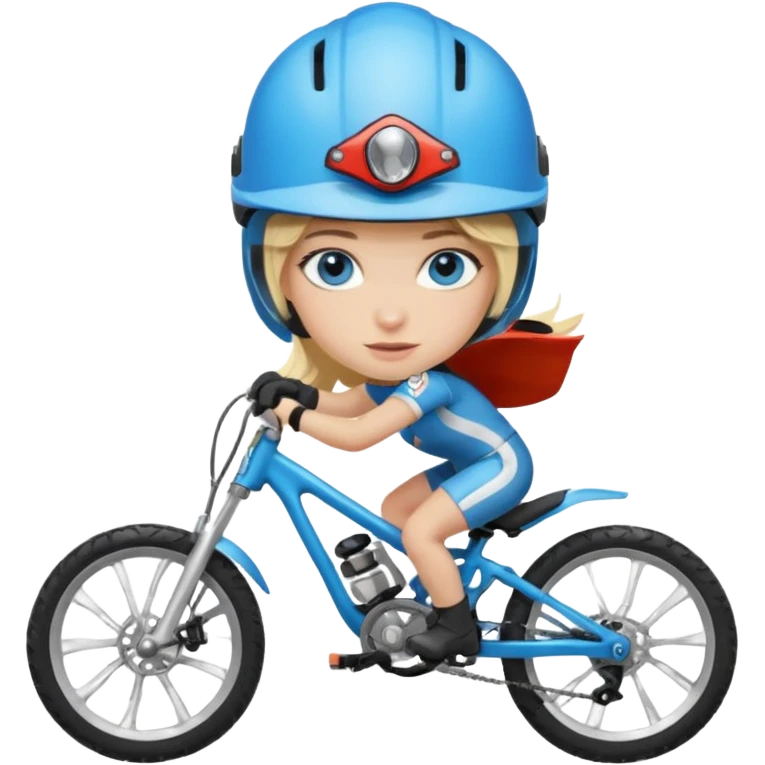 blond girl with blue eyes on DH bike crash emoji