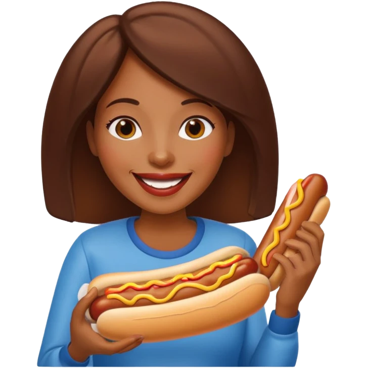 black woman eating hot dog  emoji