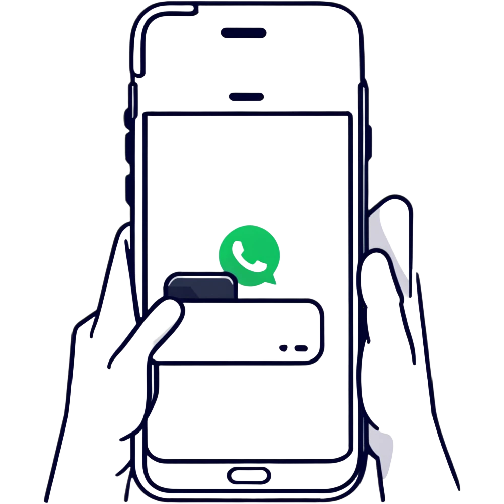 Person chatting with a bot on WhatsApp through iPhone emoji