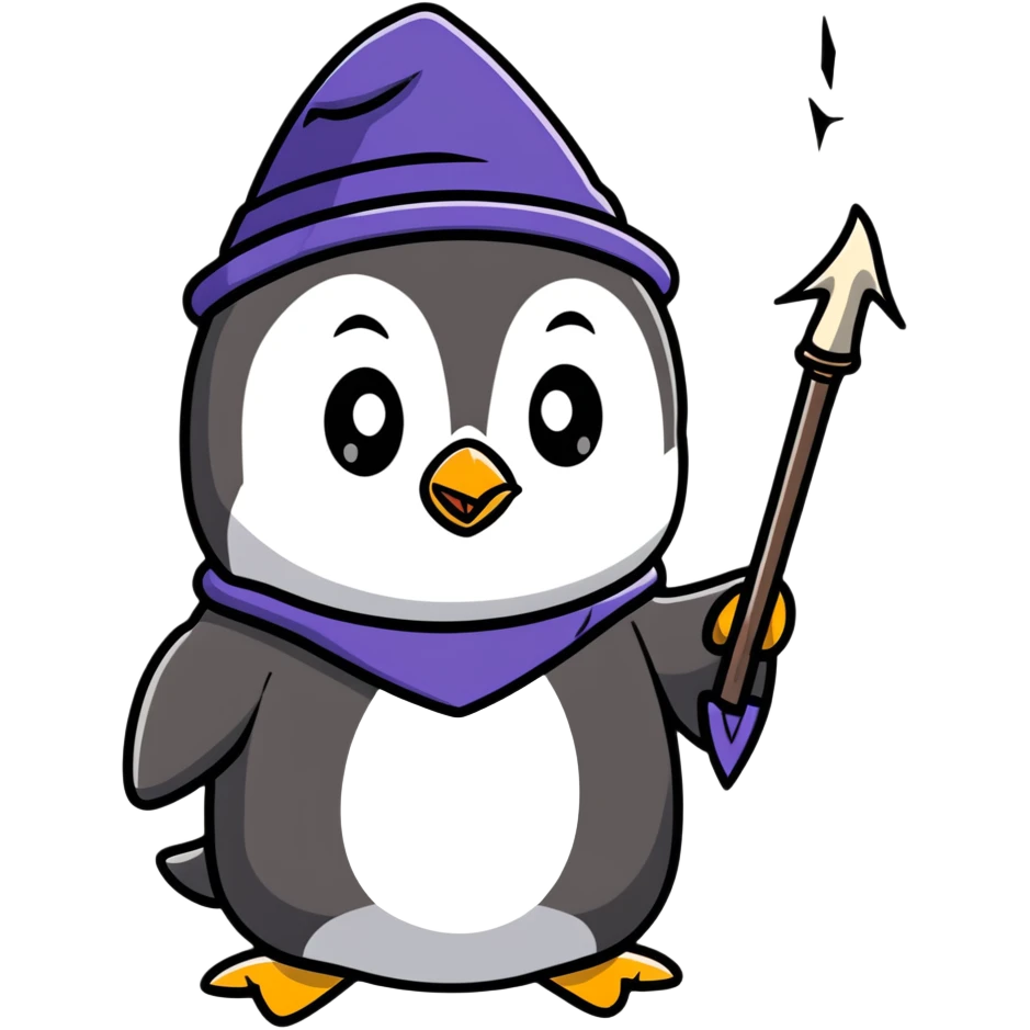 Cute penguin wizard casting a spell emoji