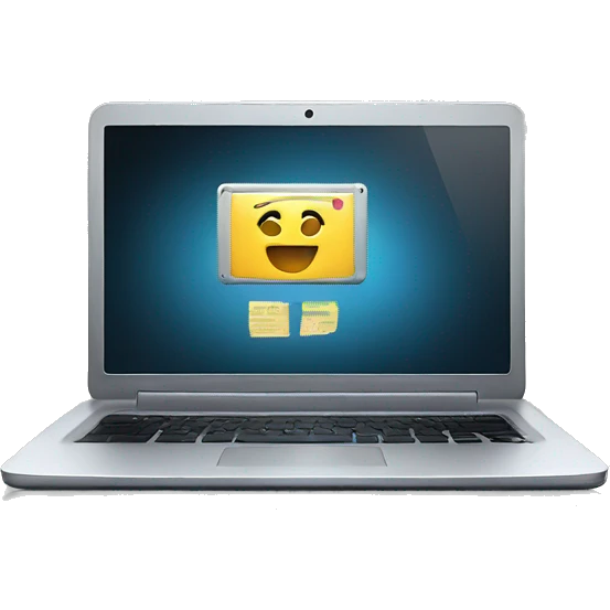 laptop showing data on screen  emoji