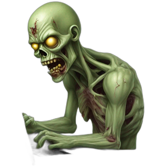 zombie coding on a laptop hyperrealistic emoji