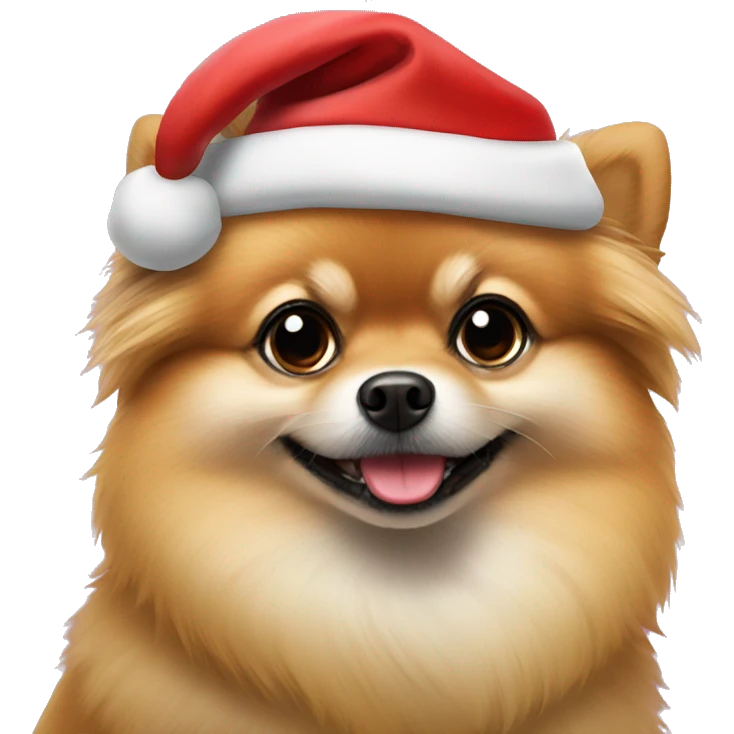 lulu pomeranian with santa claus hat
 emoji