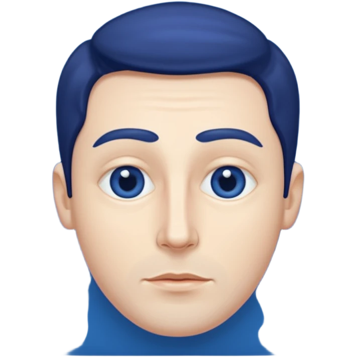a man with deep blue almond eyes and hollow cheeks emoji