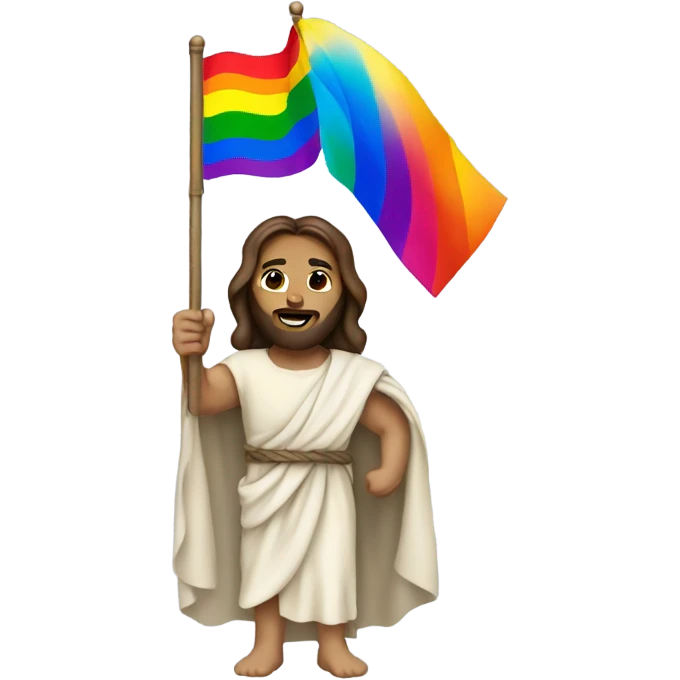 Jesus holding pride flag  emoji