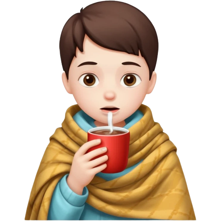 sick child drinking hot drink emoji