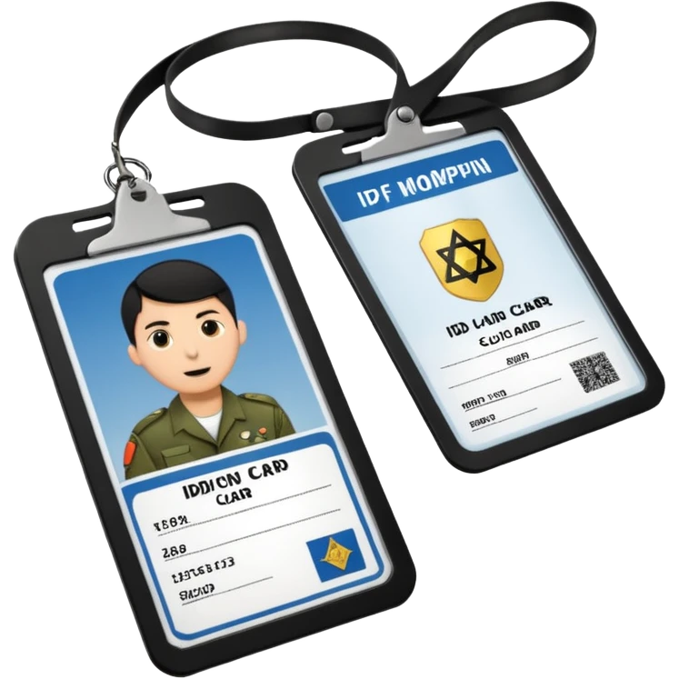 black Scissors cutting an idf soldier ID card in 2 parts .hyper realistic emoji
