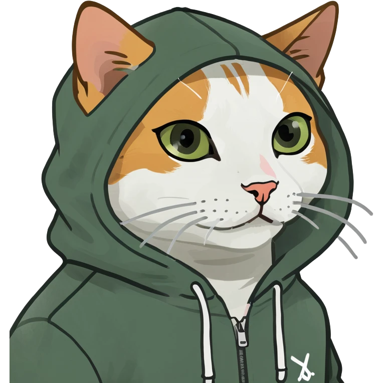 A cat wearing a hoodie emoji