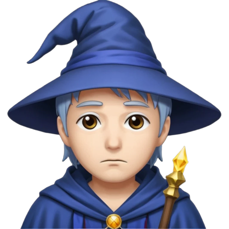 Anime very mysterious wizard, sad, no backhround emoji