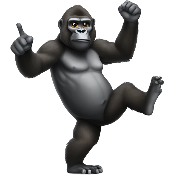 Gorilla raising his hand to confirm he has scheduled his flight emoji