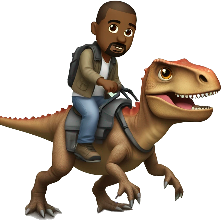 Kanye west riding a dinosaur ￼ emoji