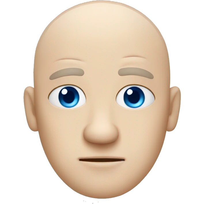 Bald white grumpy guy with blue eyes with his hands over his face emoji