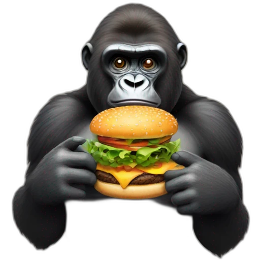Gorille with hamburger emoji