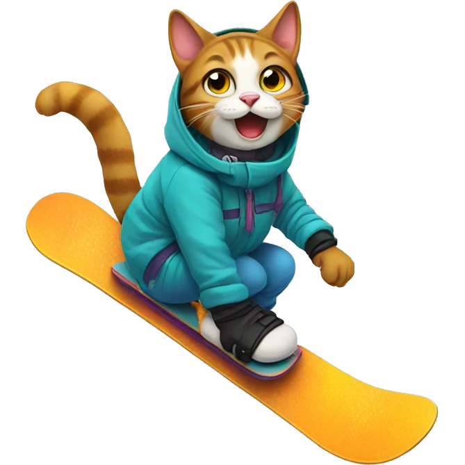 Snowboarding cat emoji