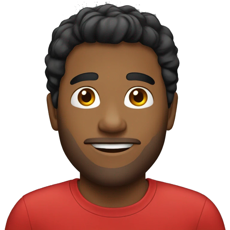 Guy with red t-shirt black hair emoji