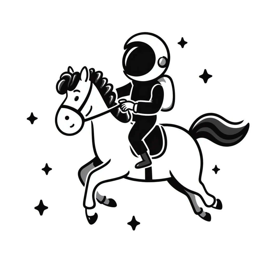 astronaut on horseback with stars in background emoji