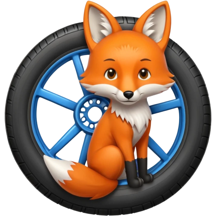 zorro naranja con una llanta emoji