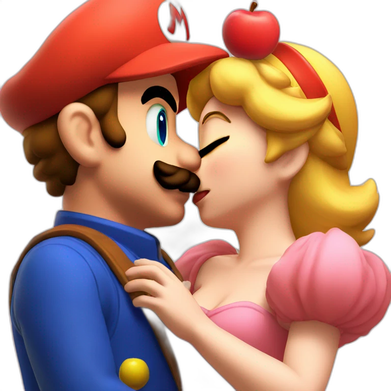mario kissing peach emoji