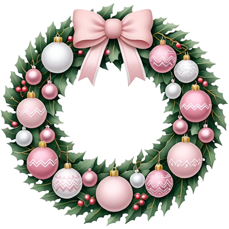 Light pink and white christmas wreath emoji