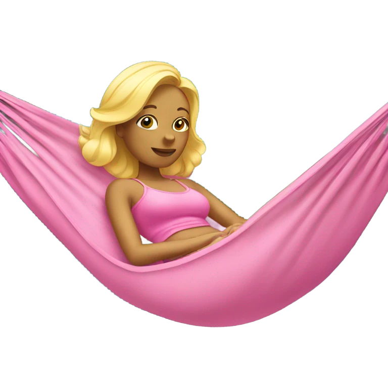 a blonde lady wearing pink lying in a hammock  emoji