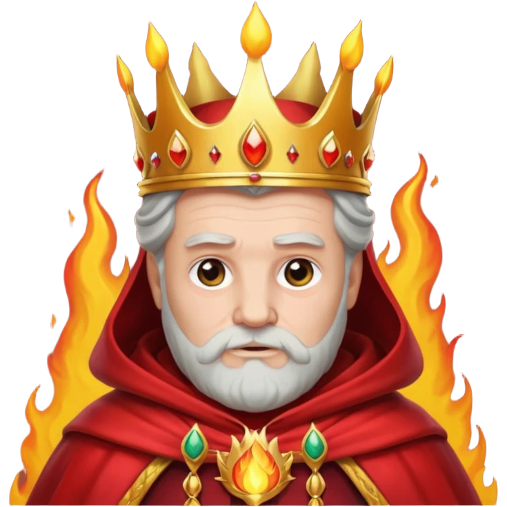 Fire old King – flame crown + scarlet cloak emoji