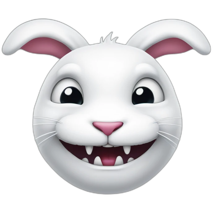 evil white rabbit with sharp fangs emoji