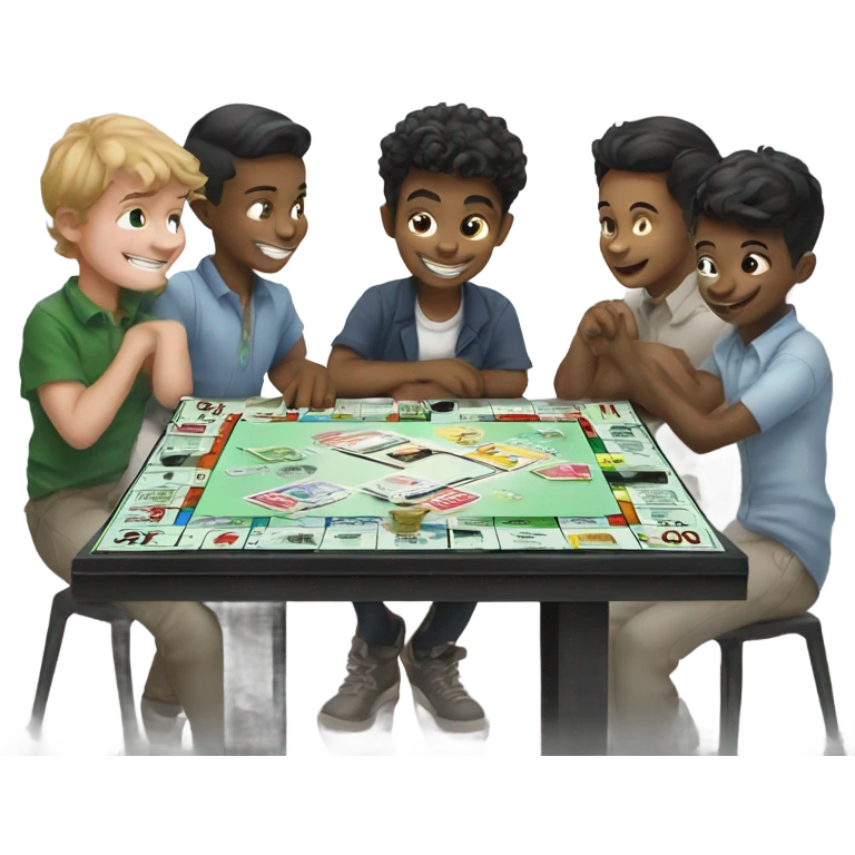 group of boys playing monopoly  emoji