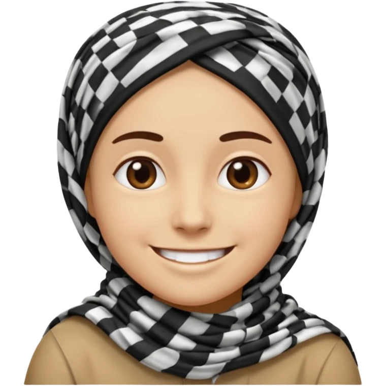 smiling person emoji with a black and white keffiyeh emoji