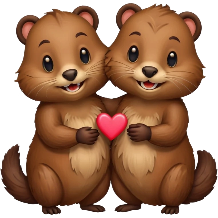 beavers in love (show their beaver teeth and tail) emoji
