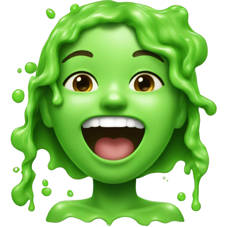 a girl laughing with snot and slime on her head emoji