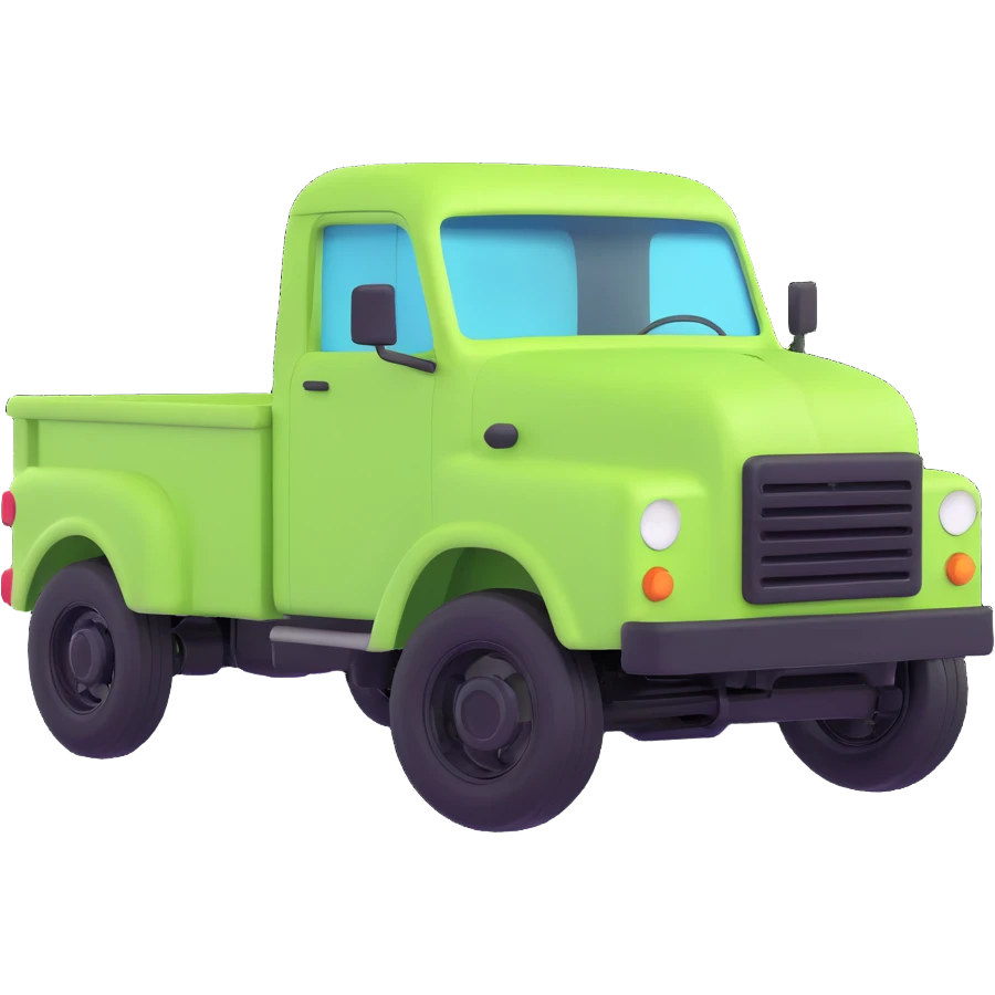 light green truck with black details, 3D style emoji