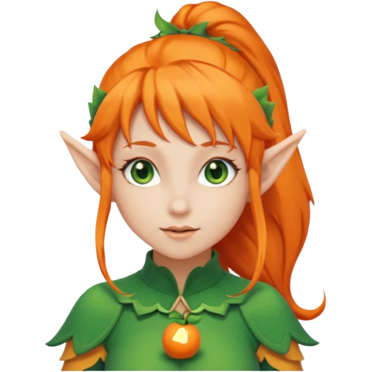 Orange Haired Elf, Elf girl with orange ponytail hair emoji
