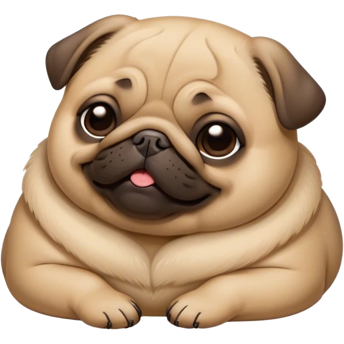 Cinematic Meme-Worthy Chubby Sleeping Fawn Pug Portrait Emoji, Head resting peacefully with a contented smile, showcasing a delightfully chubby build and a luxuriously soft fawn coat, eyes shut in a serene nap, Simplified yet hilariously adorable features, highly detailed, glowing with a soft, drowsy light, high shine, relaxed and utterly lovable, stylized with an air of playful laziness, bright and heartwarming, soft glowing outline, capturing the essence of a comically sleepy companion, so meme-worthy it feels like it could instantly become the next viral sensation of adorable slumber! emoji