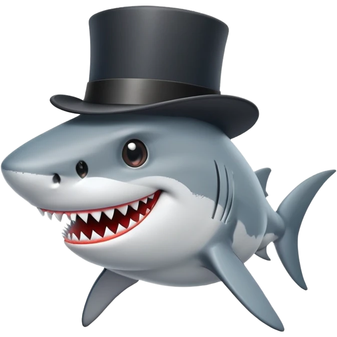 Shark with a top hat emoji