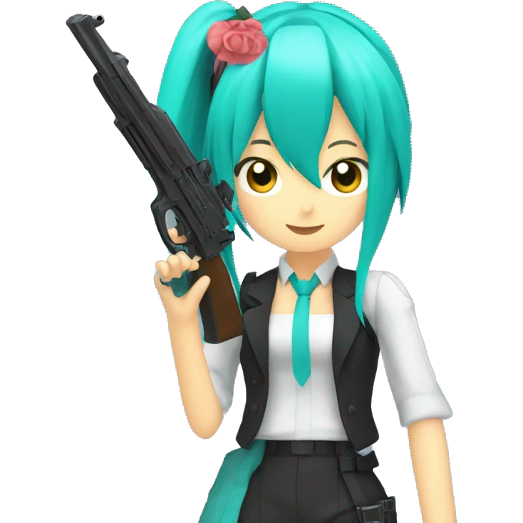 Miku with a gun emoji