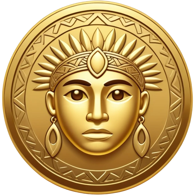 gold coin with a cool tribal desine emoji