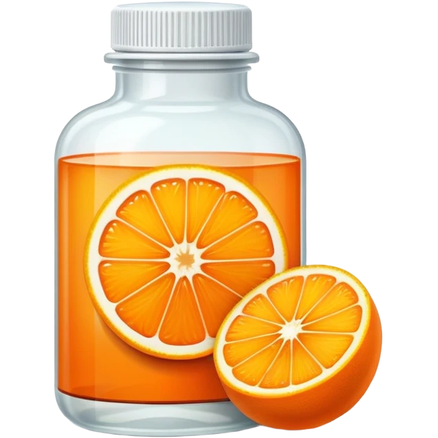 Vitamin C supplement bottle with orange slice emoji