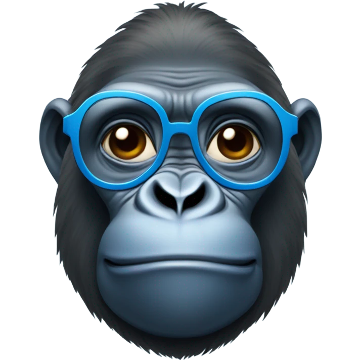 
a gorilla with blue glasses with a tender and happy look emoji