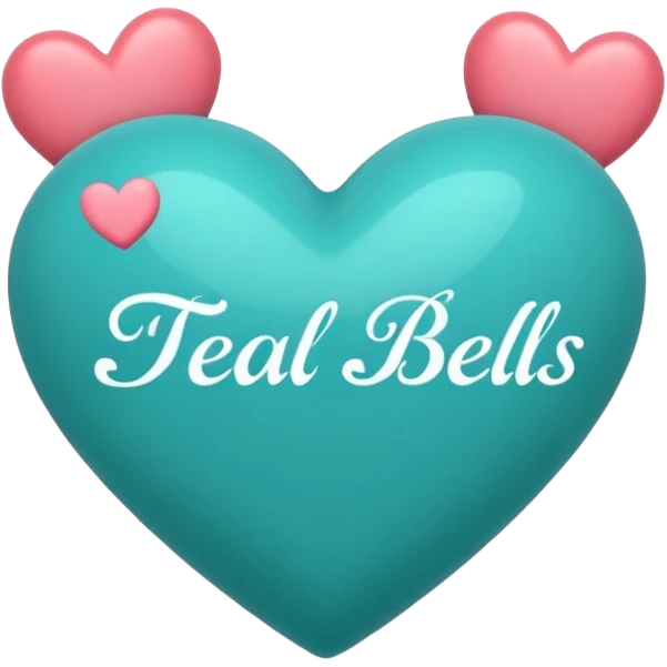 Teal heart with hearts and Belles wording emoji