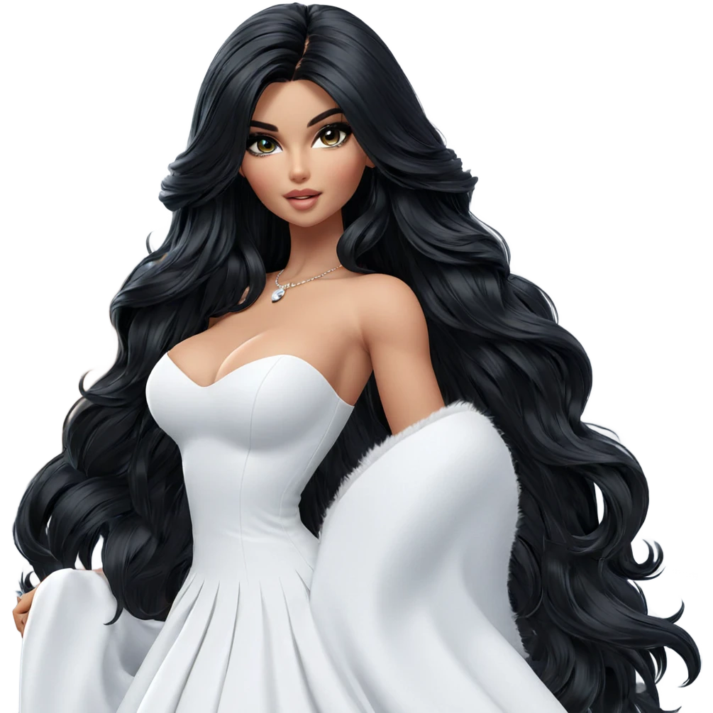 black-haired girl in white dress emoji
