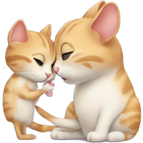 A cat is kissing a mice emoji