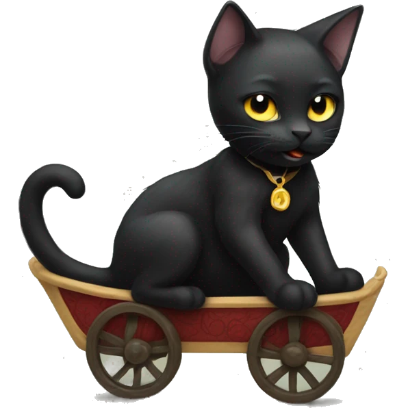 Black cat riding horae emoji