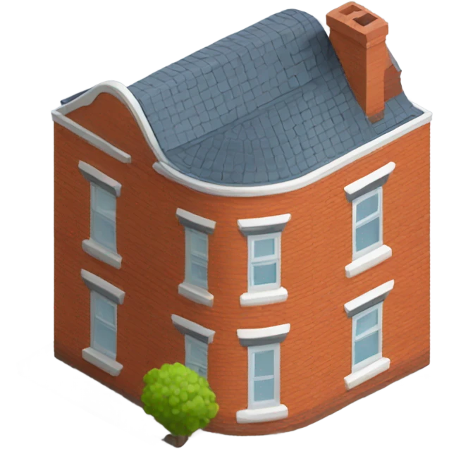 isometric two storey curved red brick emoji
