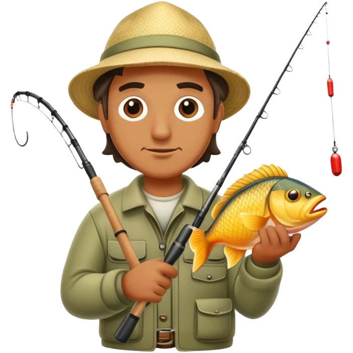 Fish and fisher man emoji