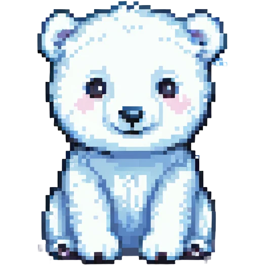 pixel art baby polar bear sitting, chibi style emoji